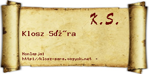 Klosz Sára névjegykártya